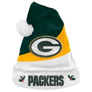 🏈 🆕 GREEN BAY PACKERS COLOR BLOCK SANTA HAT - UNISEX